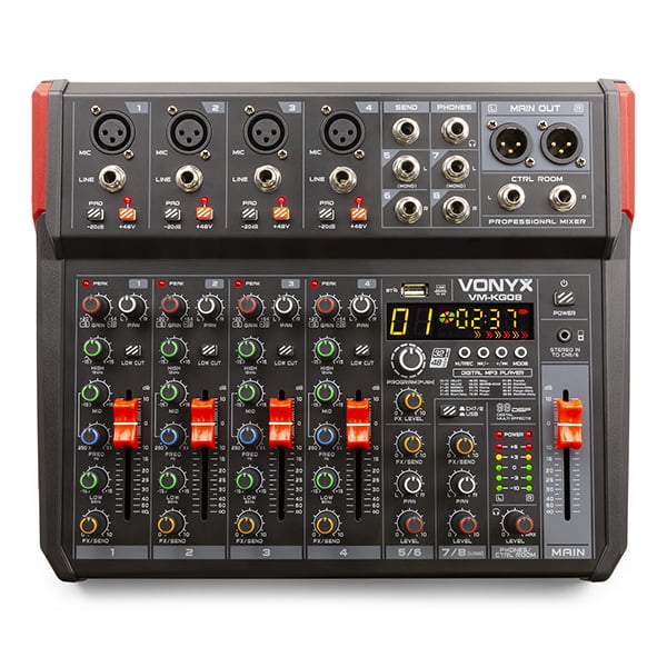 VONYX – VM-KG08 8CH MUSIC MIXER BT/MP3/USB/DSP RECORD