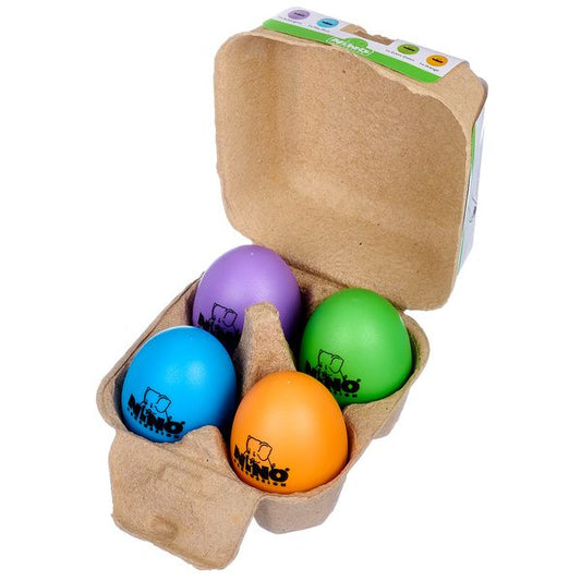 NINO Egg Shaker Box 4pc - Aubergine, Grass Green, Orange, Sky Blue