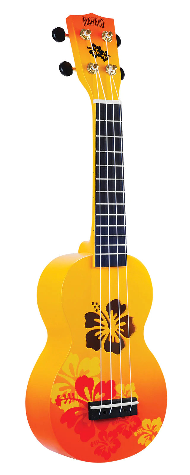 MAHALO SOP UKULELE HIBUSCIS ORANGE BURST
