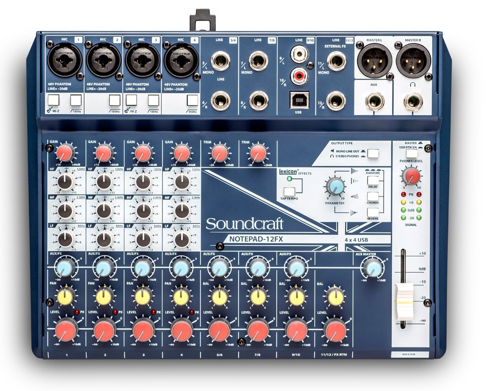 SOUNDCRAFT NOTEPAD 12 CH DESKTOP MIXER W/USB + LEXICON EFFECTS