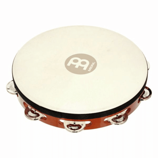 MEINL Percussion Wood Tambourine Headed 1 Row Steel Jingles - African Brown