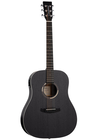 Tanglewood TWBBSDE Blackbird Dreadnought Smokestack Black Satin All Mahogany w/ Elec & Bag