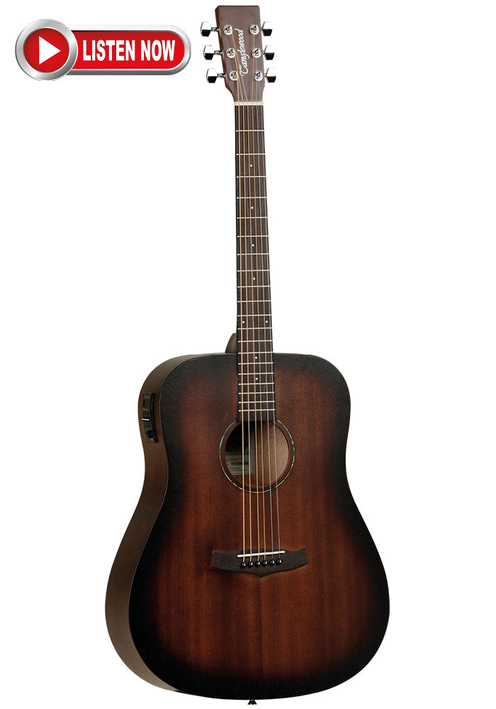 Tanglewood TWCRDE Crossroads Dreadnought Vintage Burst Select All Mahogany w/ Elec & Bag